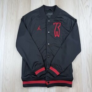 Nike Air Jordan Mesh Bomber Jacket Size S Small Black Red Full Zip Basketball